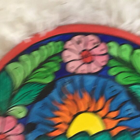 Tonala Mexican Folk Art Potter Collector Plate Hand Painted 7 Inch Colorful Sun - Picture 4 of 6